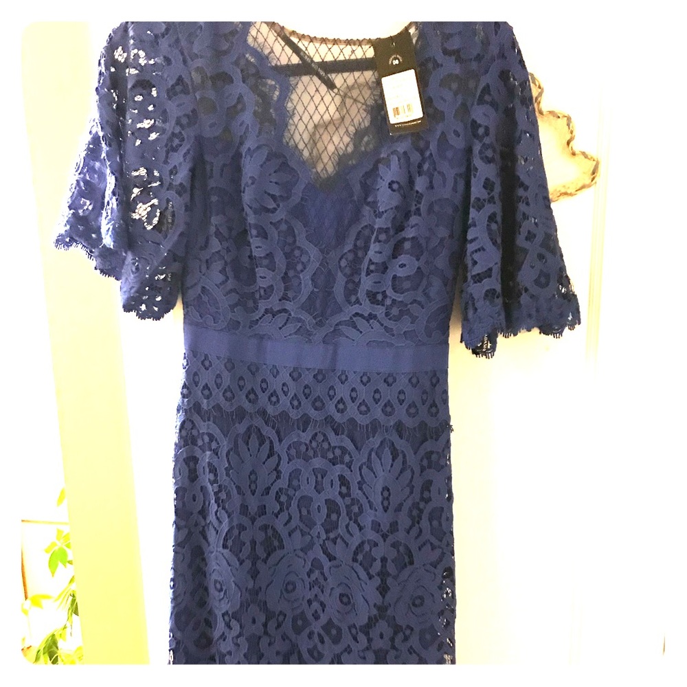 Electric blue tadashi shoji full length gown
